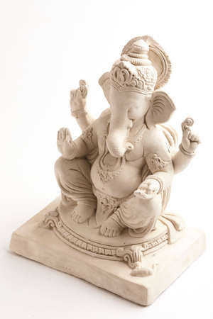 Statue of Lord Ganesha without color on whiteの写真素材