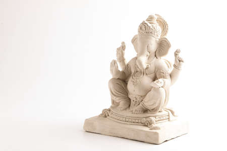 Statue of Lord Ganesha without color on whiteの写真素材