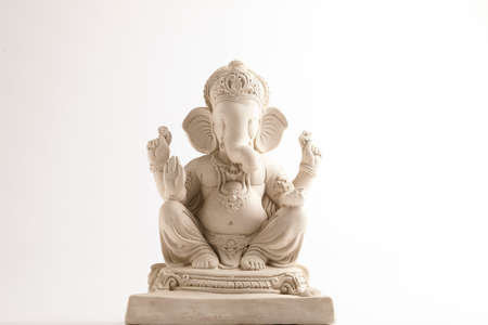 Statue of Lord Ganesha without color on whiteの写真素材
