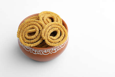 Traditional Indian Diwali snacks Chakali or murukku Indian Traditional Tea Time Snack Chakliの写真素材