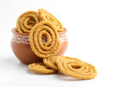 Traditional Indian Diwali snacks Chakali or murukku Indian Traditional Tea Time Snack Chakliの写真素材