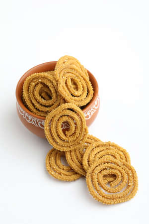 Traditional Indian Diwali snacks Chakali or murukku Indian Traditional Tea Time Snack Chakliの写真素材