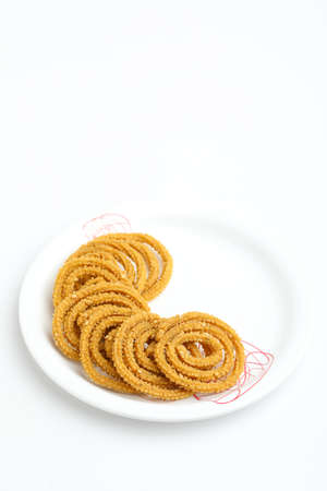 Traditional Indian Diwali snacks Chakali Indian Traditional Tea Time Snack Chakliの写真素材