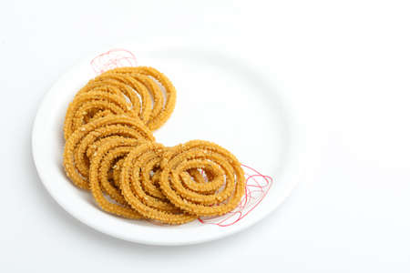 Traditional Indian Diwali snacks Chakali Indian Traditional Tea Time Snack Chakliの写真素材