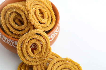 Traditional Indian Diwali snacks Chakali or murukku Indian Traditional Tea Time Snack Chakliの写真素材
