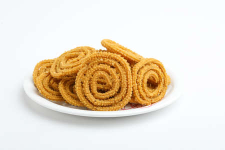 Traditional Indian Diwali snacks Chakali Indian Traditional Tea Time Snack Chakliの写真素材