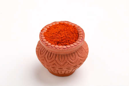 Red chilli powder in a bowl with dry red chilliの写真素材