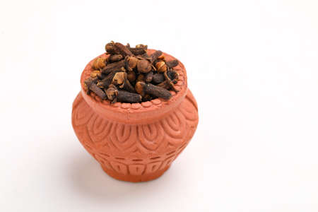 Spice cloves on white background.の写真素材