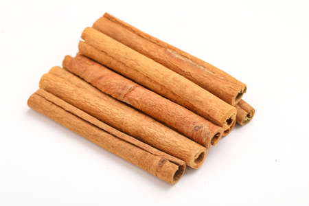 Cinnamon sticks isolated on white background ,の写真素材