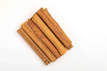 Cinnamon sticks isolated on white background ,の写真素材