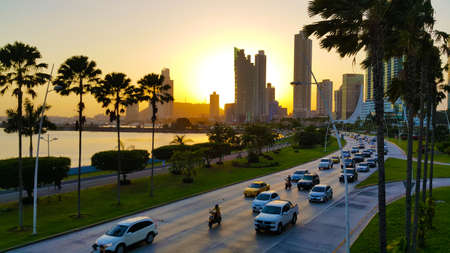 Sunset Coastal Strip, Panama Cityのeditorial素材