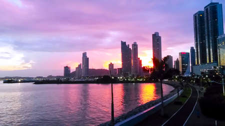Sunset in Panama City Coastal Beltのeditorial素材