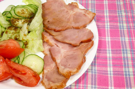 Grilled pork with salad dressingの写真素材
