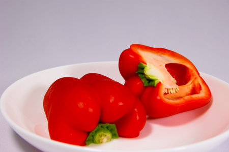 Sweet Japan producing a bright red paprikaの写真素材