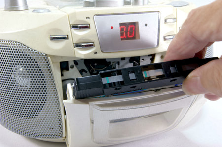 Boombox with cassette tape