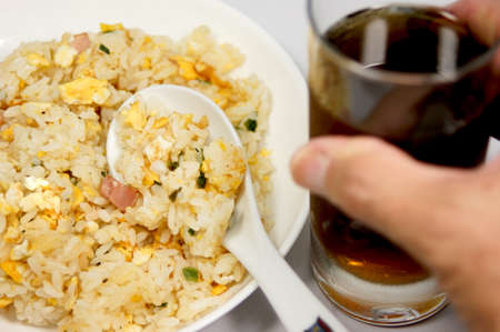 Oolong tea and Golden fried riceの写真素材