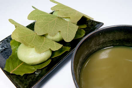 Kashiwamochi and Matchaの写真素材