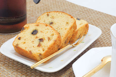 Homemade fruit pound cake made at homeの写真素材