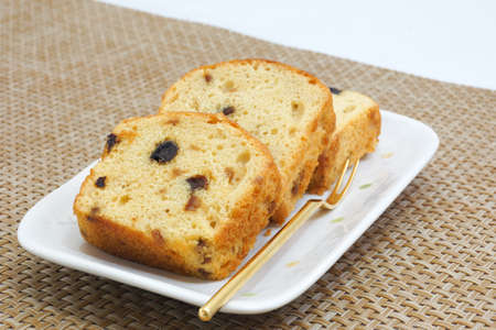 Homemade fruit pound cake made at homeの写真素材