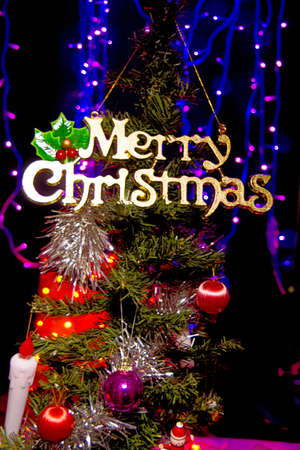 Christmas tree and led lightの写真素材