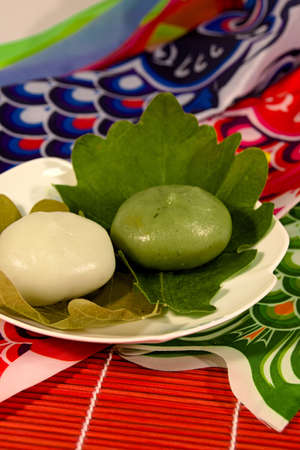 Kashiwa mochi and carp streamersの写真素材