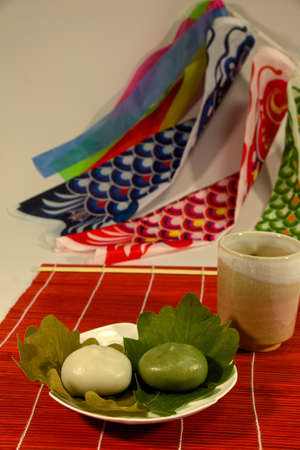 Kashiwa mochi and carp streamersの写真素材