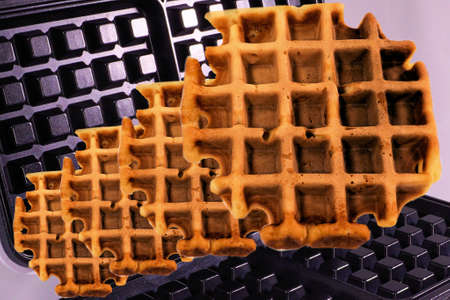 Waffles baked at homeの写真素材
