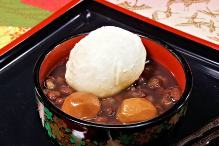 Chestnut Zenzai with Mochiの写真素材