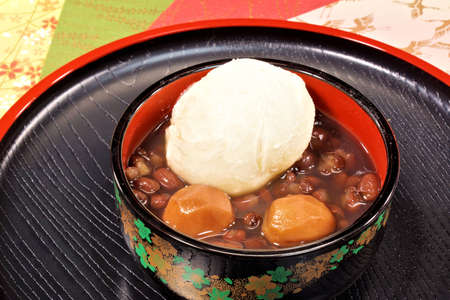 Chestnut Zenzai with Mochiの写真素材