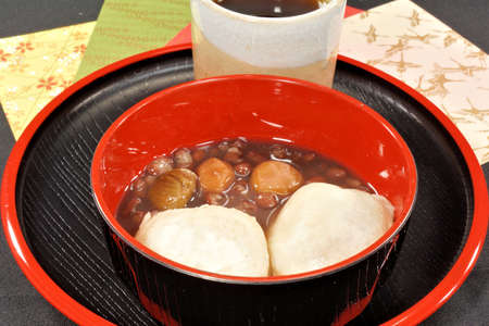 Chestnut Zenzai with Mochiの写真素材