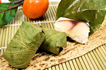 Nara's famous persimmon leaf sushiの写真素材