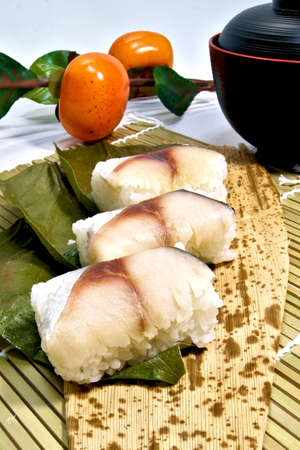 Nara's famous persimmon leaf sushiの写真素材
