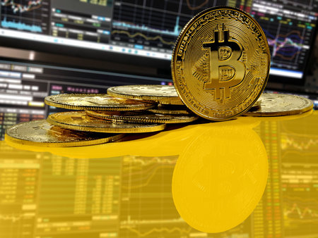 Bitcoin and Price Chartsの写真素材