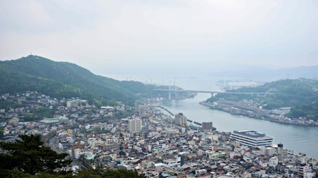 View of Kyoto from the top of the mountain.の写真素材