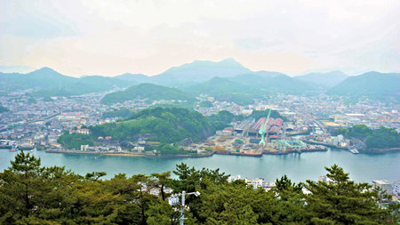 View of the city of Hakodate, Hokkaido, Japanの写真素材