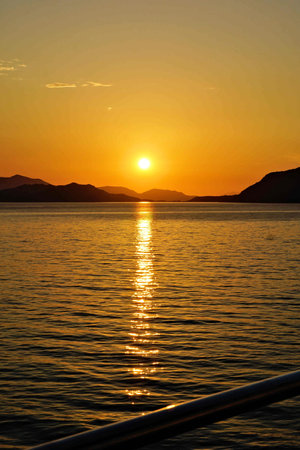 Beautiful sunset on the Adriatic Sea in Montenegro.の写真素材
