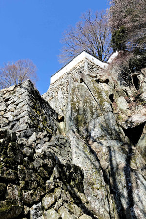 Stone steps of the Ninomaru section of Bitchu Matsuyama Castleの写真素材