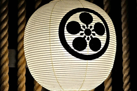 Paper lantern in the dark, close-up of a lantern