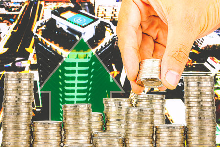 Exposure of Finance and Saving money banking concept,Hope of investor concept,Male hand putting...