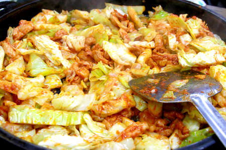 Happy with Korea food. Consisting of rice vegetables meat for meal time,select focusの写真素材