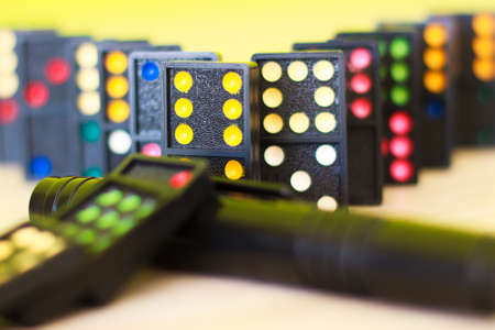Dominoes on tableの写真素材