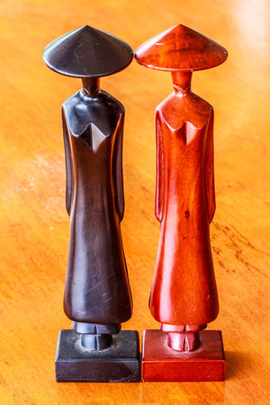 Vietnamese dolls make from woodenの写真素材