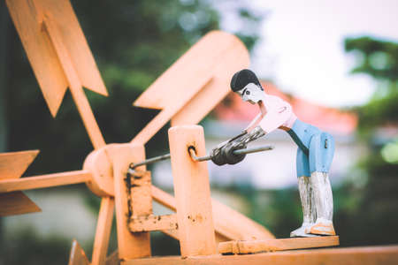 Small wind turbine energy innovation, Alternative, clean and natural source of energy is gaining pupularity.の写真素材