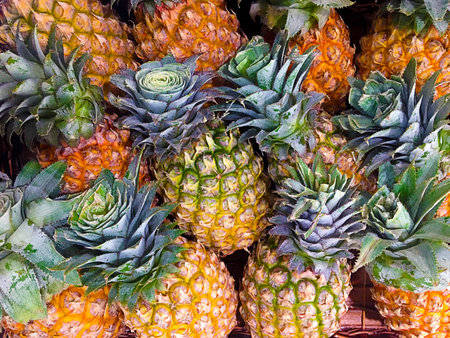 pineapple background, pineapples In Fruit Market,pineapple close-up