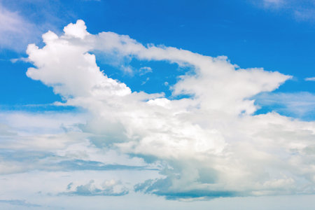 blue sky background with tiny cloudsの写真素材