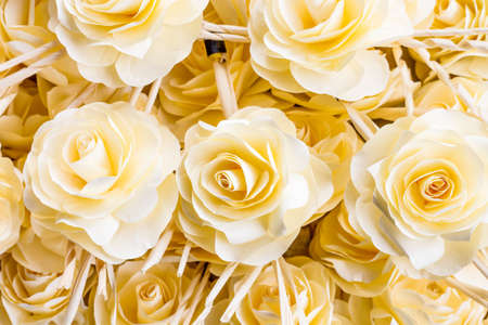 Yellow flower paper for funeral on Background or textureの写真素材