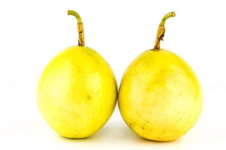 Passion fruit isolated on white backgroundの写真素材