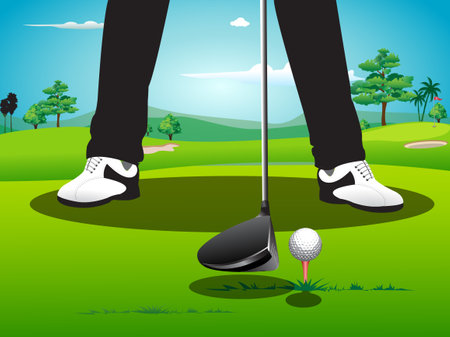 vector illustration showing the stance of playing golfのイラスト素材