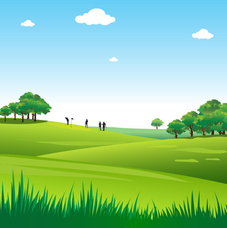 Many people are playing golf on the golf course.
Illustrated vectorのイラスト素材