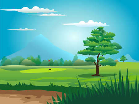 View and atmosphere Golf course The backdrop is the sky.
Illustrated vectorのイラスト素材